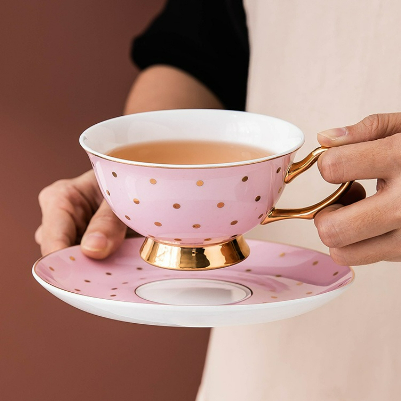 Coffee Tea Sugar Set - Керамические розовые кофейные кружки с блюдцами,