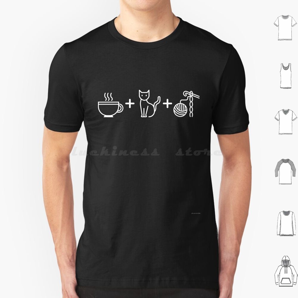 T And Tea Coffee - Кофе, Кошки и Вязание крючком-Черная футболка